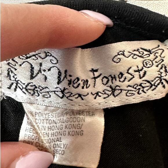 Vintage Vivian Forest Black Aplique Loundry Shoulder Pads Tee Shirt Women's Sz S - Picture 5 of 5